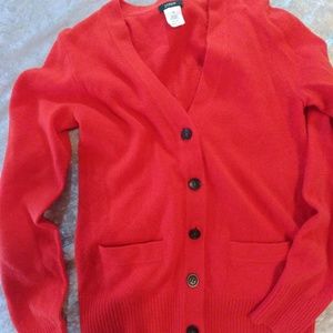 Red J crew merino cardigan